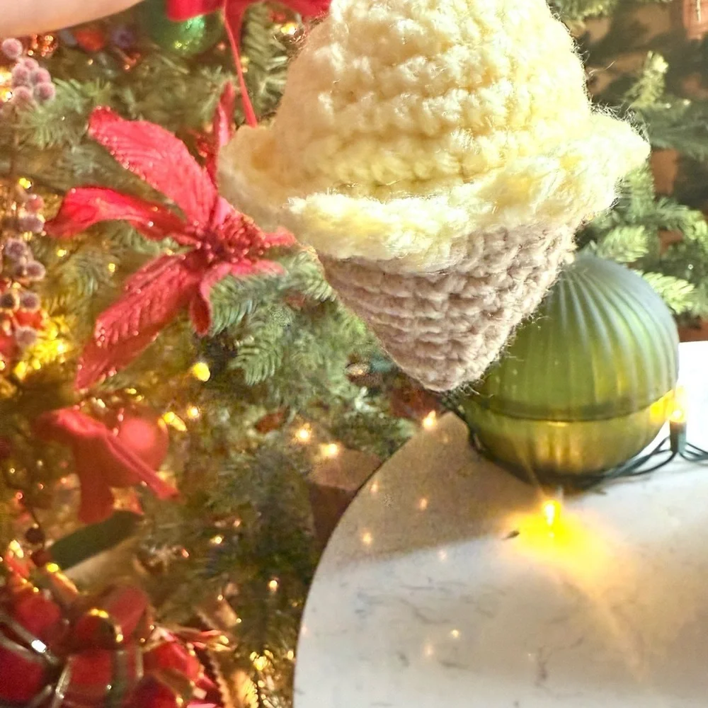 Handmade Crochet Ice Cream Cone Keychain